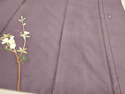 平和屋着物●訪問着 本加賀友禅 成竹登茂夫 紬地 枝花文 正絹 逸品 CAAS0065th