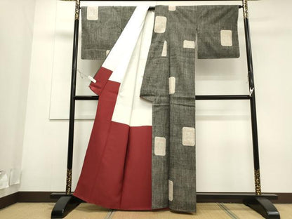 平和屋着物●本場結城紬　100亀甲　吉祥花文　正絹　逸品　CAAS0069th