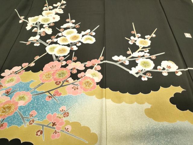 平和屋着物●人間国宝・羽田登喜男　豪華黒留袖　鴛鴦枝花文　正絹　逸品　CAAS0074th