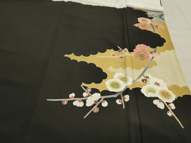 平和屋着物●人間国宝・羽田登喜男　豪華黒留袖　鴛鴦枝花文　正絹　逸品　CAAS0074th