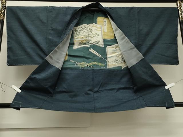 平和屋着物●男性 紬 アンサンブル 吉祥文 正絹 逸品 CAAS0083th
