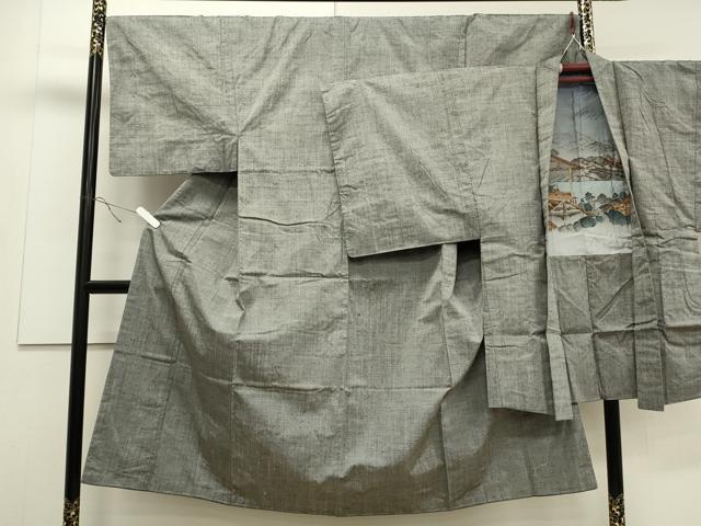 平和屋着物●男性 紬 アンサンブル 色無地 銀鼠色 やまと誂製 正絹 逸品 未使用 CAAS0089th