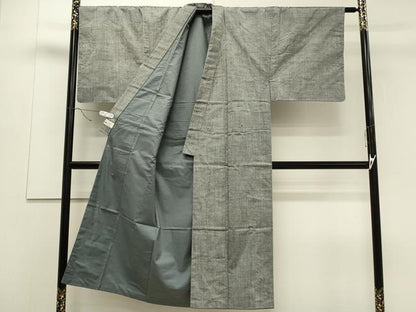 平和屋着物●男性 紬 アンサンブル 色無地 銀鼠色 やまと誂製 正絹 逸品 未使用 CAAS0089th
