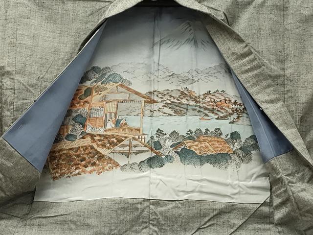 平和屋着物●男性 紬 アンサンブル 色無地 銀鼠色 やまと誂製 正絹 逸品 未使用 CAAS0089th
