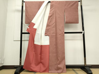 平和屋着物●上質な紬 色無地 退紅色 正絹 逸品 CAAS0117th
