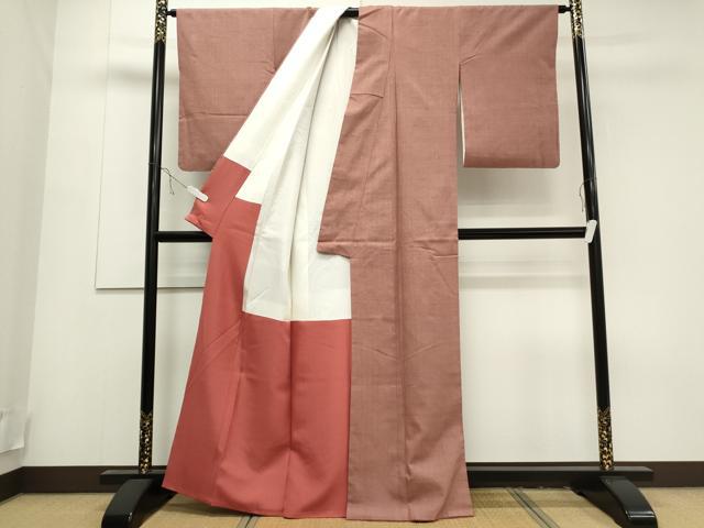 平和屋着物●上質な紬 色無地 退紅色 正絹 逸品 CAAS0117th