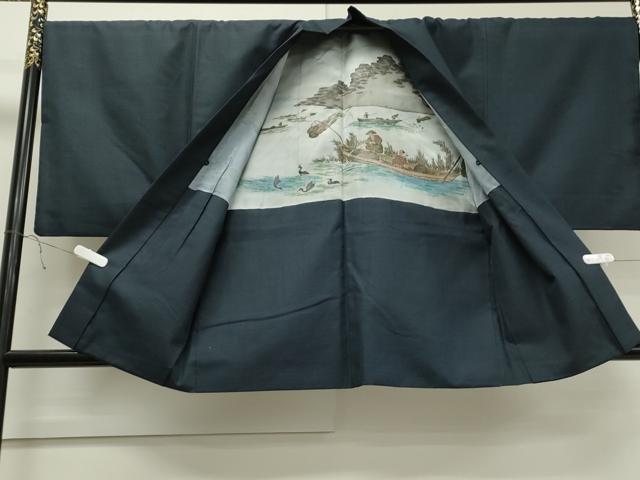 平和屋着物●男性　お召　アンサンブル　80亀甲　正絹　逸品　CAAS0128th
