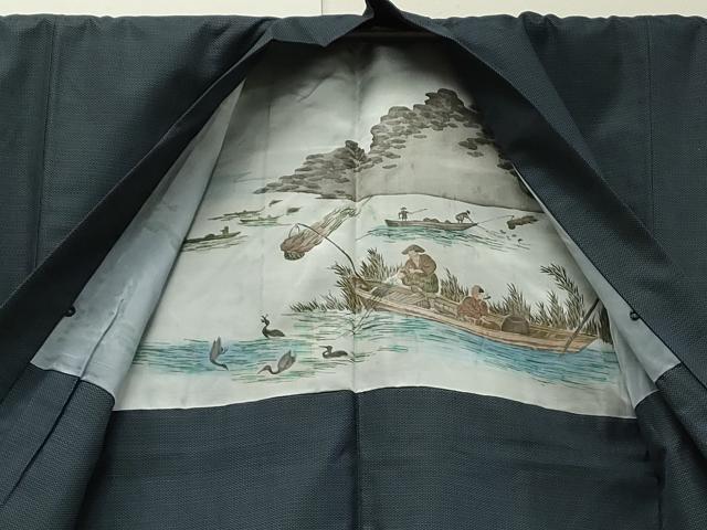 平和屋着物●男性　お召　アンサンブル　80亀甲　正絹　逸品　CAAS0128th