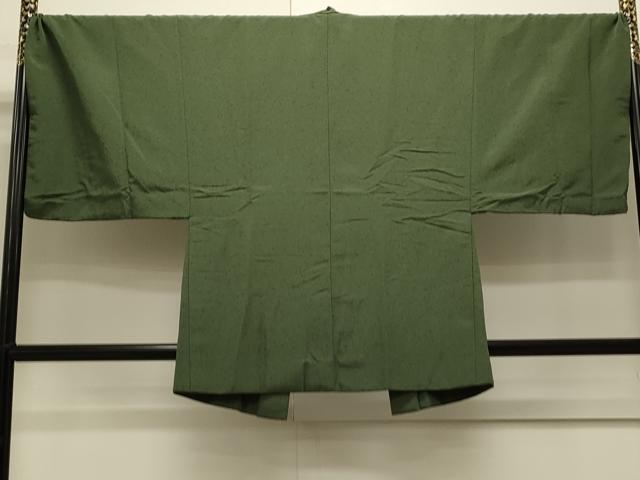 平和屋着物●男性　色無地　アンサンブル　老竹色　洗える着物　CAAS0136th
