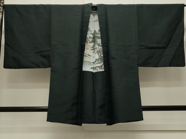 平和屋着物●男性　紬　アンサンブル　色無地　褐返色　正絹　逸品　CAAS0137th