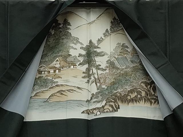 平和屋着物●男性　紬　アンサンブル　色無地　褐返色　正絹　逸品　CAAS0137th
