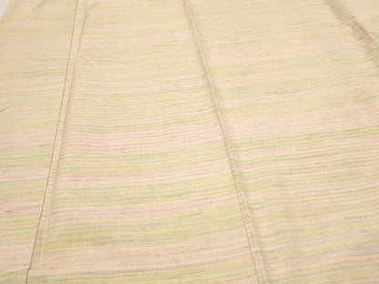 平和屋着物●紅花紬　米沢 　横段文　正絹　逸品　未使用　CAAS0155th
