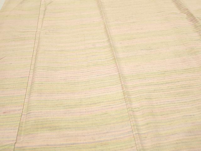 平和屋着物●紅花紬　米沢 　横段文　正絹　逸品　未使用　CAAS0155th