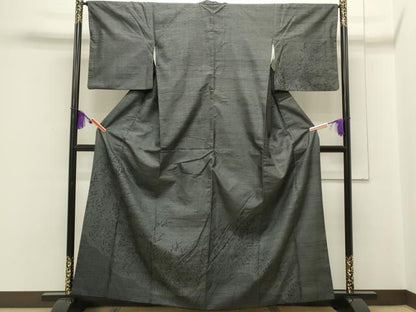 平和屋着物●訪問着 紬地 100亀甲 草花文 正絹 逸品 CAAS0158th