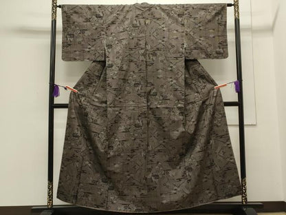 平和屋着物●本場大島紬 7マルキ 風景文 正絹 逸品 CAAS0168th