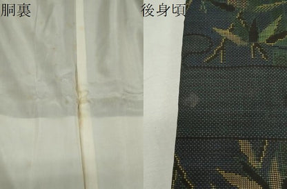 平和屋着物●本場大島紬 7マルキ 泥染め エ霞笹竹文 証紙付き 正絹 逸品 CAAS0174th