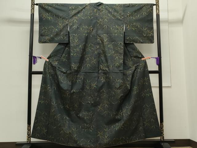 平和屋着物●本場大島紬 7マルキ 泥染め エ霞笹竹文 証紙付き 正絹 逸品 CAAS0174th