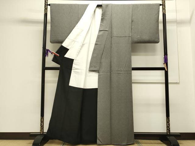 平和屋着物●江戸小紋　鮫小紋柄　黒地　正絹　逸品　CAAS0186th