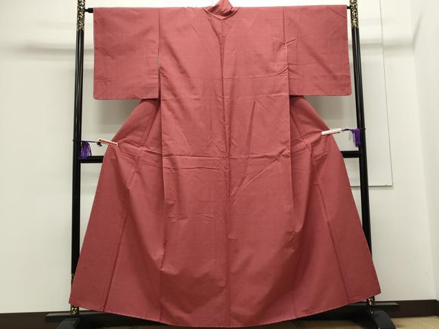 平和屋着物●結城紬 色無地 長春色 やまと誂製 正絹 逸品 未使用 CAAS0191th