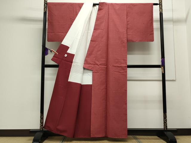 平和屋着物●結城紬 色無地 長春色 やまと誂製 正絹 逸品 未使用 CAAS0191th