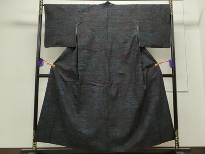 平和屋着物●本場結城紬 80亀甲 風景花文 正絹 逸品 CAAS0216th