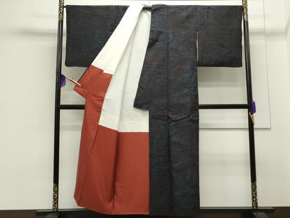 平和屋着物●本場結城紬 80亀甲 風景花文 正絹 逸品 CAAS0216th