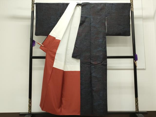 平和屋着物●本場結城紬 80亀甲 風景花文 正絹 逸品 CAAS0216th