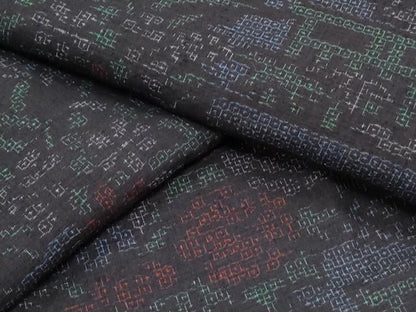 平和屋着物●本場結城紬 80亀甲 風景花文 正絹 逸品 CAAS0216th