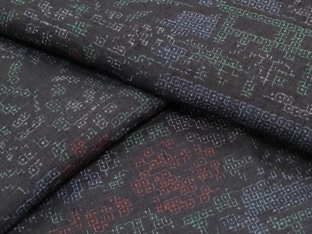 平和屋着物●本場結城紬 80亀甲 風景花文 正絹 逸品 CAAS0216th