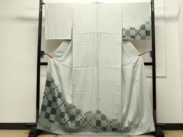 平和屋着物●訪問着 モール織 色紙重ね吉祥文 暈し染め まるやま扱い 正絹 逸品 CAAS0223th