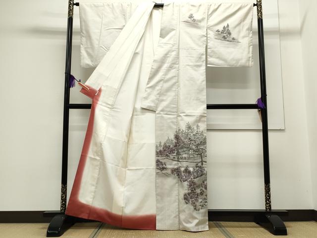 平和屋着物●訪問着 本場染大島紬 作家物 手描き 平等院鳳凰堂 やまと誂製 正絹 逸品 CAAS0241th