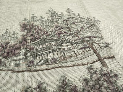 平和屋着物●訪問着 本場染大島紬 作家物 手描き 平等院鳳凰堂 やまと誂製 正絹 逸品 CAAS0241th