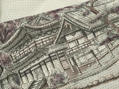 平和屋着物●訪問着 本場染大島紬 作家物 手描き 平等院鳳凰堂 やまと誂製 正絹 逸品 CAAS0241th