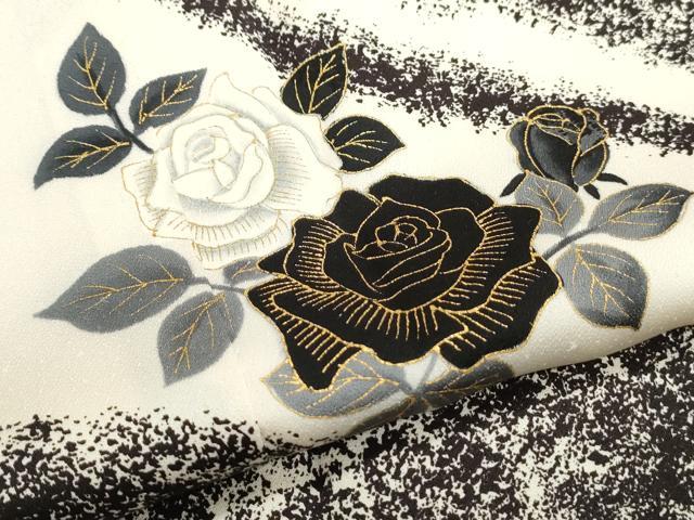 平和屋着物●訪問着 バラ 流水文 金彩 正絹 逸品 CAAS0244th