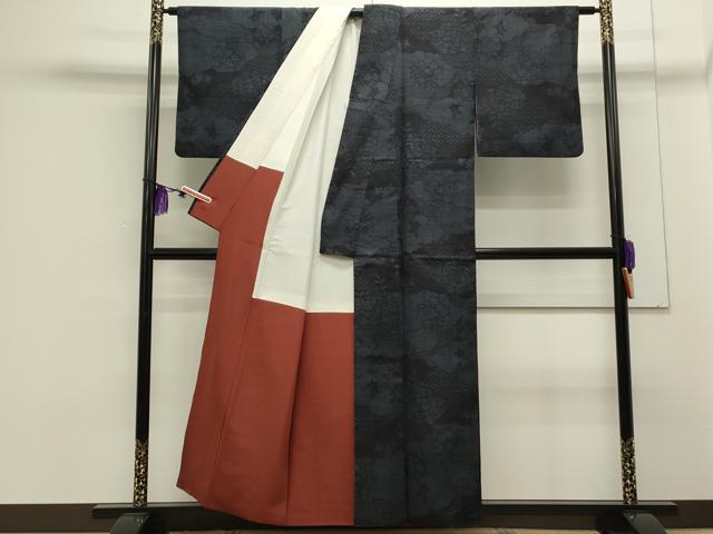 平和屋着物●結城紬　80亀甲　雲重ね吉祥花文　正絹　逸品　CAAS0249th