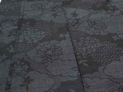 平和屋着物●結城紬　80亀甲　雲重ね吉祥花文　正絹　逸品　CAAS0249th