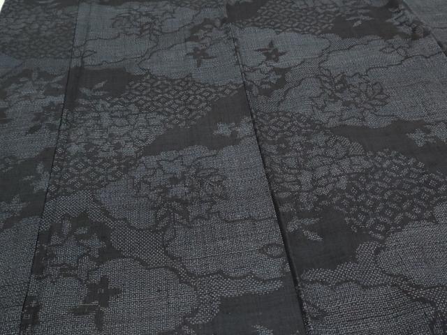 平和屋着物●結城紬　80亀甲　雲重ね吉祥花文　正絹　逸品　CAAS0249th