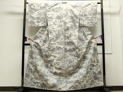 平和屋着物●本場大島紬　白大島　名匠たかし　日本百撰　熱田紫礦画 日本百撰　総絣　証紙・保証書付き　正絹　逸品　CAAS0255th
