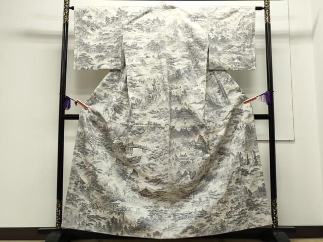 平和屋着物●本場大島紬　白大島　名匠たかし　日本百撰　熱田紫礦画 日本百撰　総絣　証紙・保証書付き　正絹　逸品　CAAS0255th