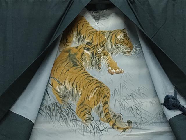 平和屋着物●男性 紬 アンサンブル 色無地 濃藍色 正絹 逸品 CAAS0276th