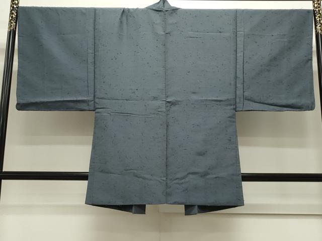 平和屋着物●男性 髭紬 アンサンブル 色無地 藍鼠色 正絹 逸品 CAAS0288th