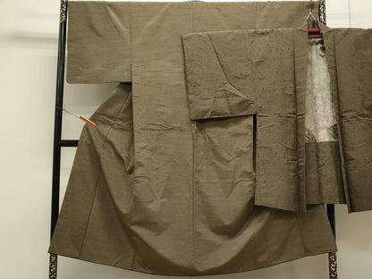 平和屋着物●男性　髭紬羽織セット　樺茶色　正絹　逸品　CAAS0289th