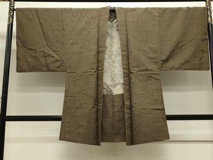 平和屋着物●男性　髭紬羽織セット　樺茶色　正絹　逸品　CAAS0289th