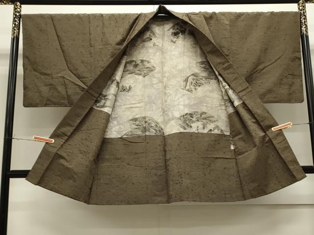平和屋着物●男性　髭紬羽織セット　樺茶色　正絹　逸品　CAAS0289th