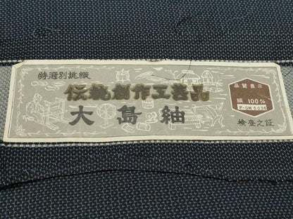 平和屋着物●男性 大島紬 アンサンブル 100亀甲 証紙付き 正絹 逸品 CAAS0291th