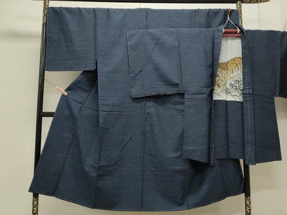 平和屋着物●男性　結城紬　アンサンブル　杢　正絹　逸品　CAAS0294th