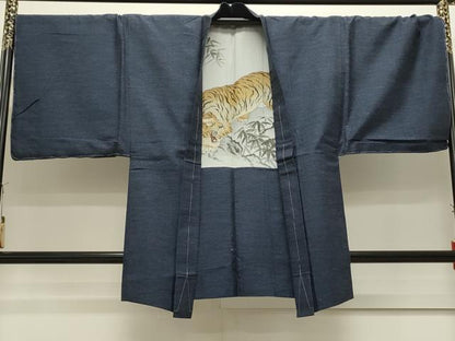 平和屋着物●男性　結城紬　アンサンブル　杢　正絹　逸品　CAAS0294th