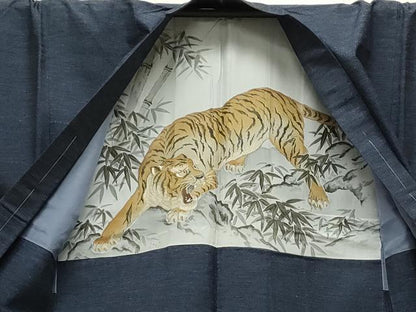平和屋着物●男性　結城紬　アンサンブル　杢　正絹　逸品　CAAS0294th
