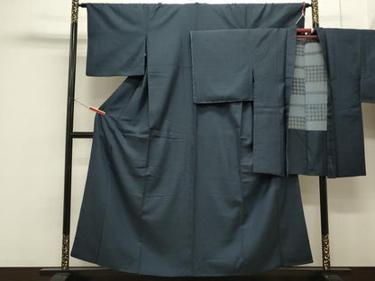 平和屋着物●上質なお召 アンサンブル 100亀甲 正絹 逸品 未使用 CAAS0295th