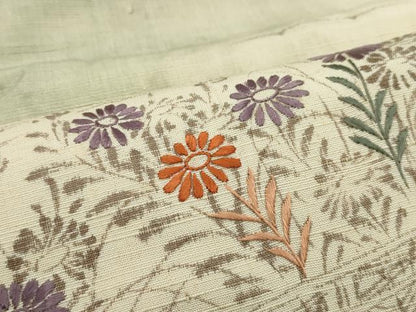 平和屋着物●訪問着　紬地　刺繍　風景文　正絹　逸品　CAAS0321th